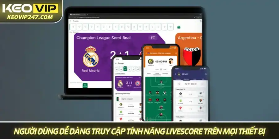 Người dùng dễ dàng truy cập tính năng Livescore trên mọi thiết bị Người dùng dễ dàng truy cập tính năng Livescore trên mọi thiết bị